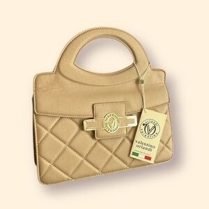 NWT Valentino Orlandi Quilted Lunchbox  Bag with Crossbody Strap